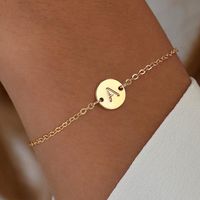 Wholesale Classic Style Casual Letter Round Copper Plating 14K Gold Plated Bracelets sku image 1