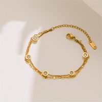 Elegant Simple Style Streetwear Round Stainless Steel Plating Inlay Zircon 18k Gold Plated Women's Anklet sku image 7
