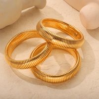 Titanium Steel 18K Gold Plated Casual Simple Style Commute Plating Circle Bangle main image 6