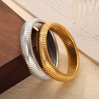 Titanium Steel 18K Gold Plated Casual Simple Style Commute Plating Circle Bangle main image 9