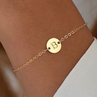 Wholesale Classic Style Casual Letter Round Copper Plating 14K Gold Plated Bracelets sku image 2