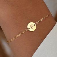 Wholesale Classic Style Casual Letter Round Copper Plating 14K Gold Plated Bracelets sku image 5
