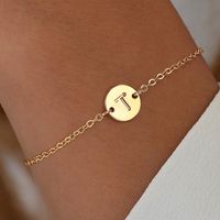Wholesale Classic Style Casual Letter Round Copper Plating 14K Gold Plated Bracelets sku image 14
