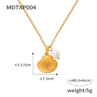 Freshwater Pearl Titanium Steel 18K Gold Plated Casual Simple Style Commute Inlay Shell Rhinestones Earrings Necklace sku image 4