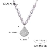 Freshwater Pearl Titanium Steel 18K Gold Plated Casual Simple Style Commute Inlay Shell Rhinestones Earrings Necklace sku image 5