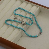 Wholesale Jewelry Vintage Style Classic Style Geometric Natural Stone Turquoise Obsidian Beaded Necklace main image 3