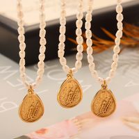 Freshwater Pearl Titanium Steel 18K Gold Plated IG Style Casual Commute Beaded Plating Inlay Oval Heart Shape Artificial Pearls Pendant Necklace main image 6