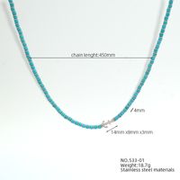 Großhandel Schmuck Vintage-Stil Klassischer Stil Geometrisch Ein Naturstein Türkis Obsidian Perlen Halskette sku image 3
