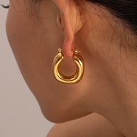 1 Pair IG Style Simple Style U Shape Solid Color 304 Stainless Steel 16K Gold Plated Earrings main image 3