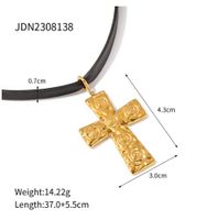 IG Style Simple Style Cross 304 Stainless Steel Leather Rope 18K Gold Plated Women's Pendant Necklace main image 2