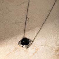304 Stainless Steel IG Style Inlay Geometric Agate Pendant Necklace main image 4