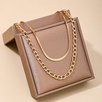 Wholesale Jewelry Simple Style Solid Color Alloy Layered Double Layer Necklaces main image 3