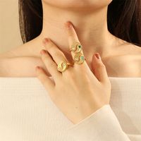 Copper 18K Gold Plated IG Style Ethnic Style Commute Inlay Gossip Zircon Open Rings main image 4