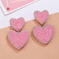 1 Pair Sweet Heart Shape Stainless Steel Cloth Glass Zircon Drop Earrings main image 7