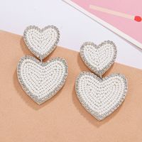1 Pair Sweet Heart Shape Stainless Steel Cloth Glass Zircon Drop Earrings main image 9