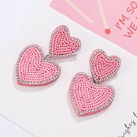 1 Pair Sweet Heart Shape Stainless Steel Cloth Glass Zircon Drop Earrings sku image 5