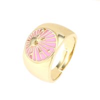 Wholesale IG Style Simple Style Commute Galaxy Copper Enamel 18K Gold Plated Open Rings sku image 1
