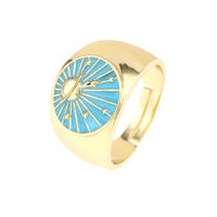 Wholesale IG Style Simple Style Commute Galaxy Copper Enamel 18K Gold Plated Open Rings sku image 5