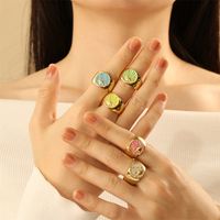 Wholesale IG Style Simple Style Commute Galaxy Copper Enamel 18K Gold Plated Open Rings main image 1