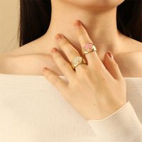 Wholesale IG Style Simple Style Commute Galaxy Copper Enamel 18K Gold Plated Open Rings main image 3