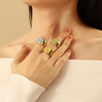 Wholesale IG Style Simple Style Commute Galaxy Copper Enamel 18K Gold Plated Open Rings main image 4