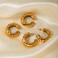 1 Pair Retro Roman Style C Shape 304 Stainless Steel 18K Gold Plated Ear Studs main image 4