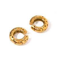 1 Pair Retro Roman Style C Shape 304 Stainless Steel 18K Gold Plated Ear Studs main image 6