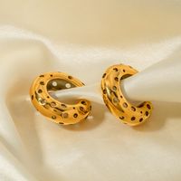 1 Pair Retro Roman Style C Shape 304 Stainless Steel 18K Gold Plated Ear Studs main image 5
