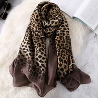Women's Classic Style Color Block Satin Printing And Dyeing Flowers Silk Scarf sku image 14
