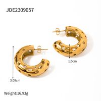 1 Pair Retro Roman Style C Shape 304 Stainless Steel 18K Gold Plated Ear Studs sku image 2