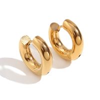 1 Pair Simple Style Round Plating Stainless Steel 18k Gold Plated Hoop Earrings sku image 2