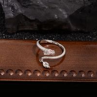 Großhandel Chinoiserie Retro Drachen Kupfer Inlay Zirkon Charm Ring Offener Ring sku image 2