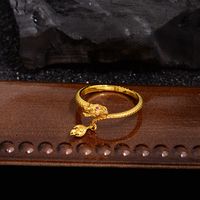 Großhandel Chinoiserie Retro Drachen Kupfer Inlay Zirkon Charm Ring Offener Ring main image 4