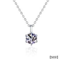 Simple Style Shiny Round Sterling Silver Gra Plating Inlay Moissanite Pendant Necklace sku image 1