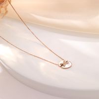 304 Stainless Steel Shell Rose Gold Plated Simple Style Classic Style Plating Round Shell Zircon Pendant Necklace main image 3