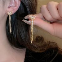 1 Pair IG Style Modern Style Classic Style Butterfly Inlay Copper Zircon Drop Earrings main image 1
