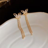 1 Pair IG Style Modern Style Classic Style Butterfly Inlay Copper Zircon Drop Earrings main image 3