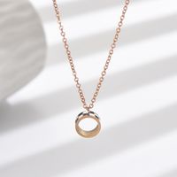 304 Stainless Steel Rose Gold Plated Casual Simple Style Enamel Plating Hollow Out Round Lattice Pendant Necklace main image 1