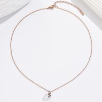 304 Stainless Steel Rose Gold Plated Casual Simple Style Enamel Plating Hollow Out Round Lattice Pendant Necklace main image 3