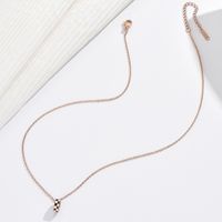304 Stainless Steel Rose Gold Plated Casual Simple Style Enamel Plating Hollow Out Round Lattice Pendant Necklace main image 4