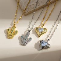 Copper Gold Plated Simple Style Classic Style Plating Inlay Heart Shape Zircon Pendant Necklace main image 6