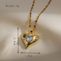 Copper Gold Plated Simple Style Classic Style Plating Inlay Heart Shape Zircon Pendant Necklace sku image 1
