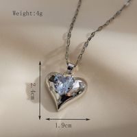 Copper Gold Plated Simple Style Classic Style Plating Inlay Heart Shape Zircon Pendant Necklace sku image 2