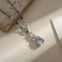 Copper Gold Plated Simple Style Classic Style Plating Inlay Solid Color Zircon Pendant Necklace main image 2