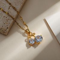 Copper Gold Plated Simple Style Classic Style Plating Inlay Solid Color Zircon Pendant Necklace main image 8