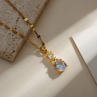 Copper Gold Plated Simple Style Classic Style Plating Inlay Solid Color Zircon Pendant Necklace main image 7