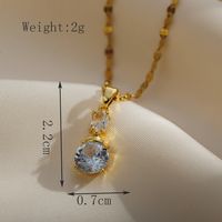 Copper Gold Plated Simple Style Classic Style Plating Inlay Solid Color Zircon Pendant Necklace sku image 3