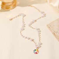 Simple Style Classic Style Flower Imitation Pearl Zinc Alloy Plating 14K Gold Plated Women's Pendant Necklace main image 4