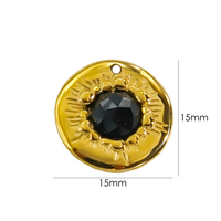 1 Piece 15*15mm 304 Stainless Steel Natural Stone 14K Gold Plated Round Pendant sku image 5