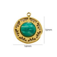 1 Piece 16 * 16mm 304 Stainless Steel Natural Stone 14K Gold Plated Round Pendant main image 3